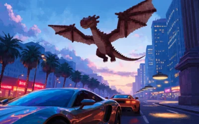 Моддер запустил Minecraft внутри GTA 5 на iPhone с летающим Эндер-драконом