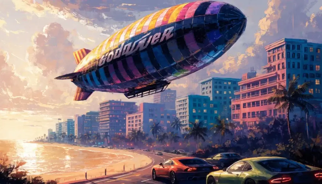 Дирижабль Goodyear в ливрее GTA 6 отправился в Майами — иллюстрация